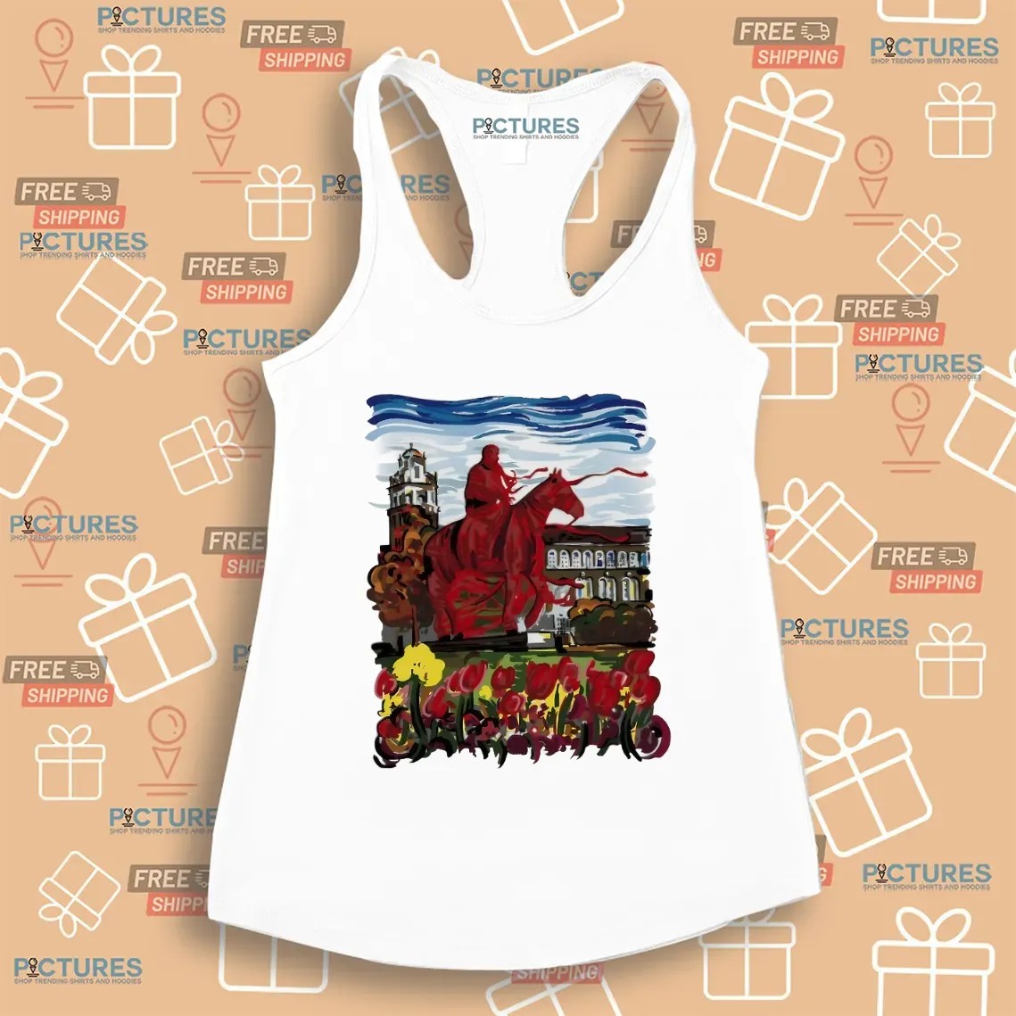 Texas Tech Wrapped Will Rogers Masked Rider Campus Scene T Shirt