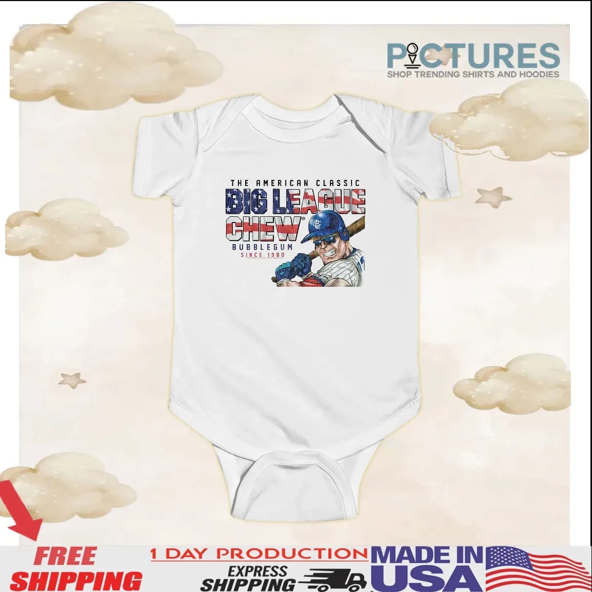 The American Classic Big League Chew Bubble Gum Since 1980 Baseball Player T Shirt