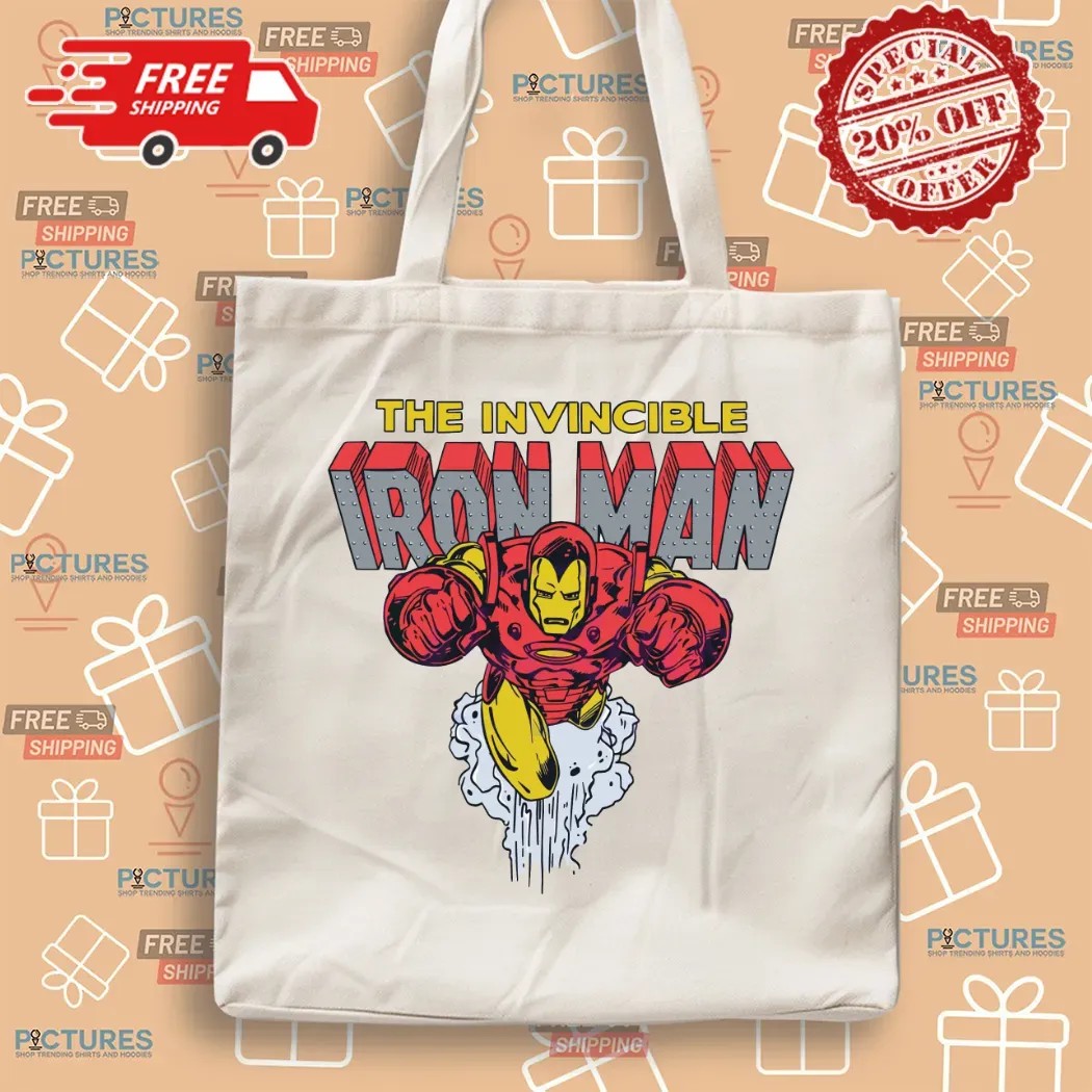 The Invincible Iron Man Retro Marvel Superhero Flying Action Pose T Shirt