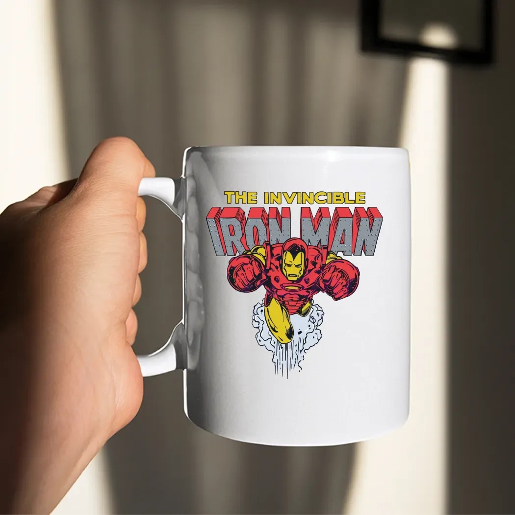 The Invincible Iron Man Retro Marvel Superhero Flying Action Pose T Shirt
