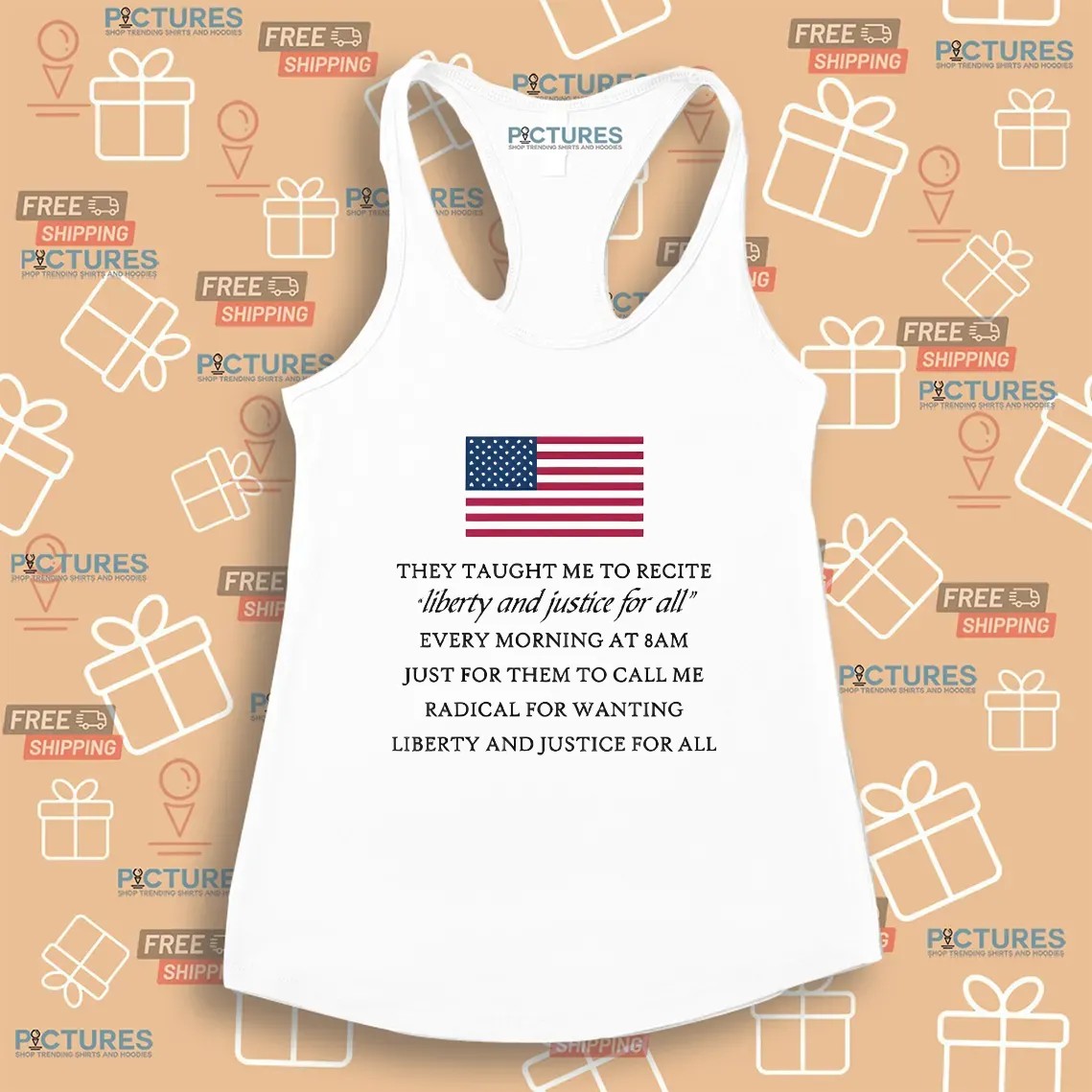 They Taught Me To Recite Liberty And Justice For All Every Morning At 8am Usa Flag T Shirt