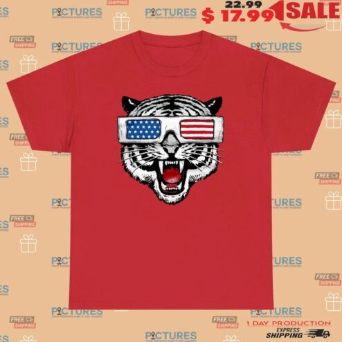 Tiger Wearing American Shades Sunglasses T Shirt