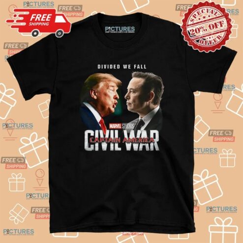 Trump Vs Elon Divided We Fall Captain America Civil War Marvel Studios Parody T Shirt