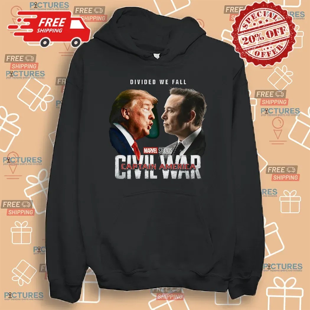 Trump Vs Elon Divided We Fall Captain America Civil War Marvel Studios Parody T Shirt