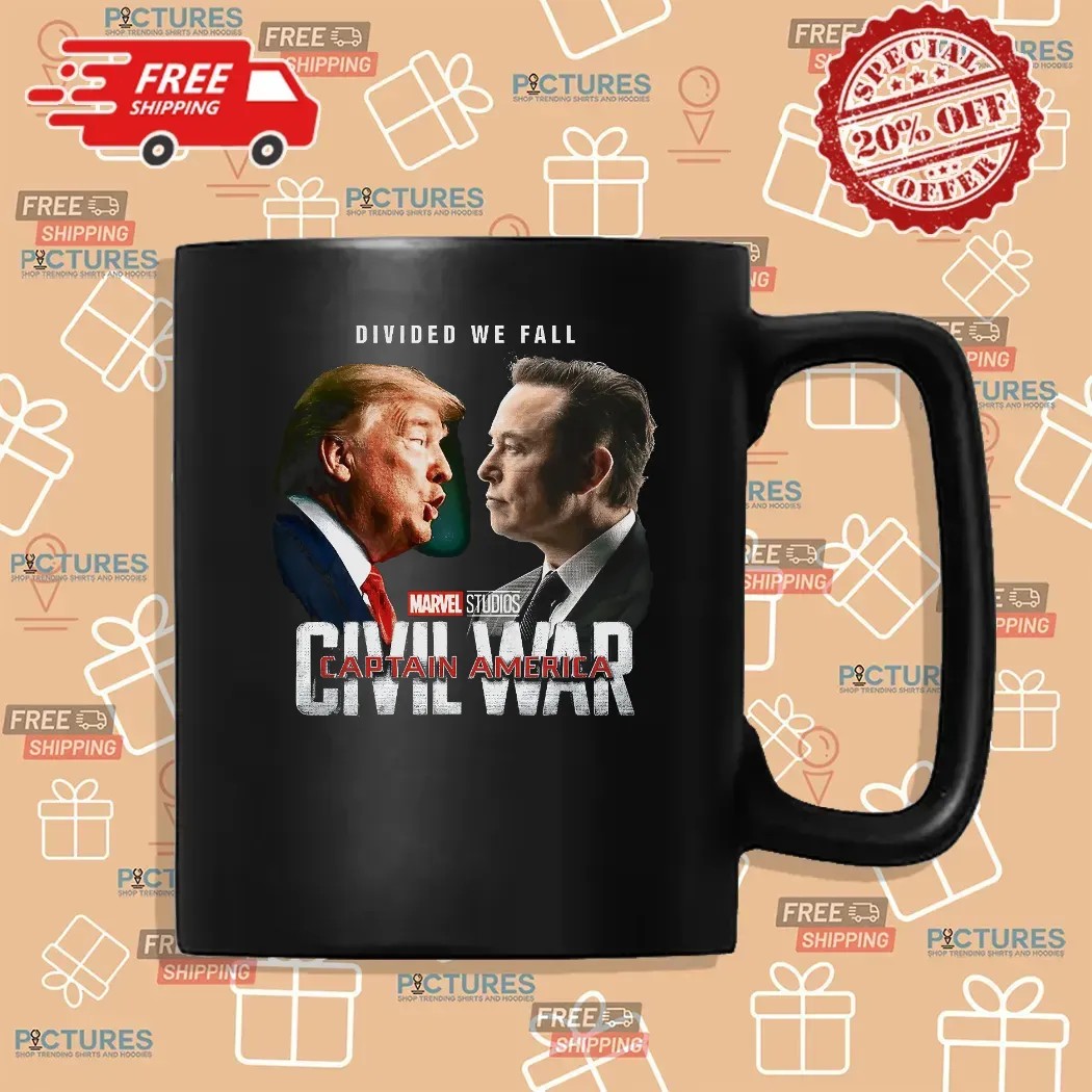 Trump Vs Elon Divided We Fall Captain America Civil War Marvel Studios Parody T Shirt