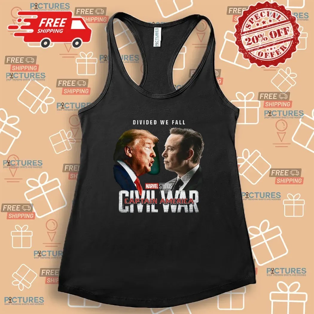 Trump Vs Elon Divided We Fall Captain America Civil War Marvel Studios Parody T Shirt