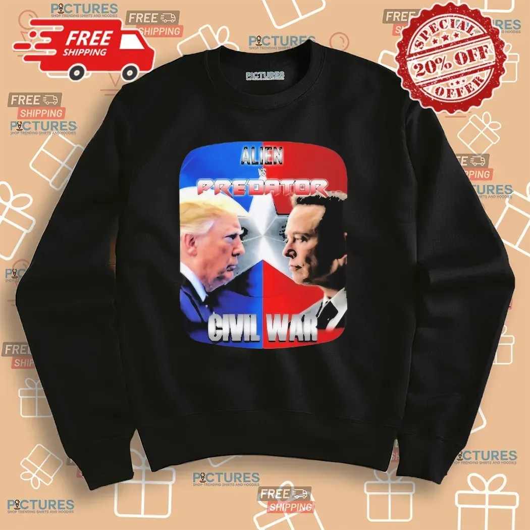 Trump Vs Elon Musk Civil War Alien Vs Predator Parody T Shirt