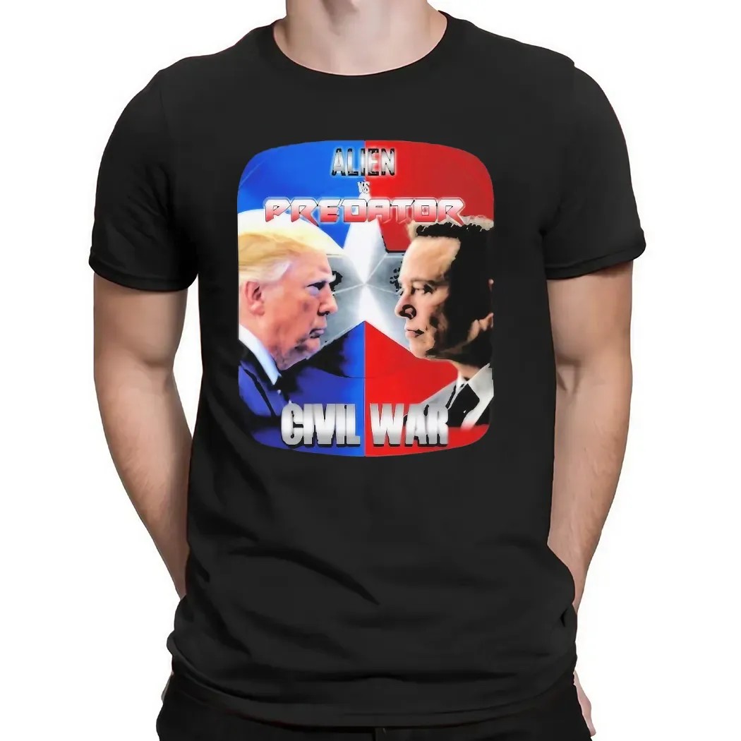 Trump Vs Elon Musk Civil War Alien Vs Predator Parody T Shirt
