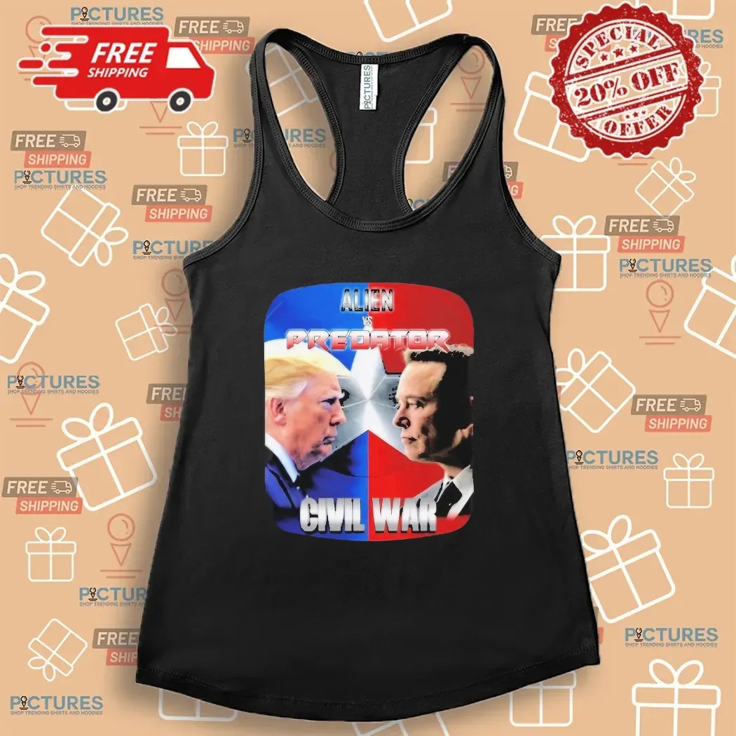 Trump Vs Elon Musk Civil War Alien Vs Predator Parody T Shirt