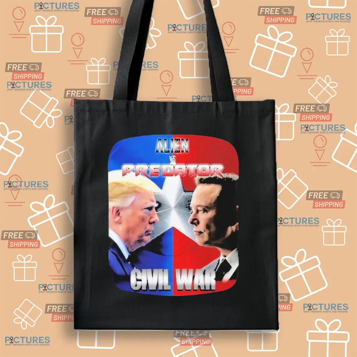Trump Vs Elon Musk Civil War Alien Vs Predator Parody T Shirt
