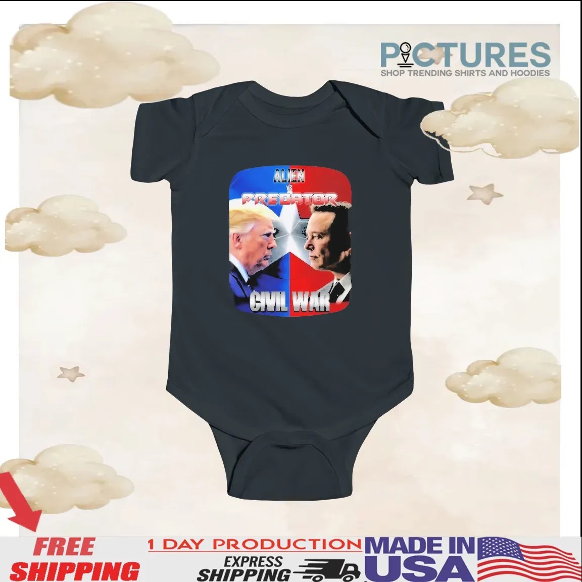 Trump Vs Elon Musk Civil War Alien Vs Predator Parody T Shirt