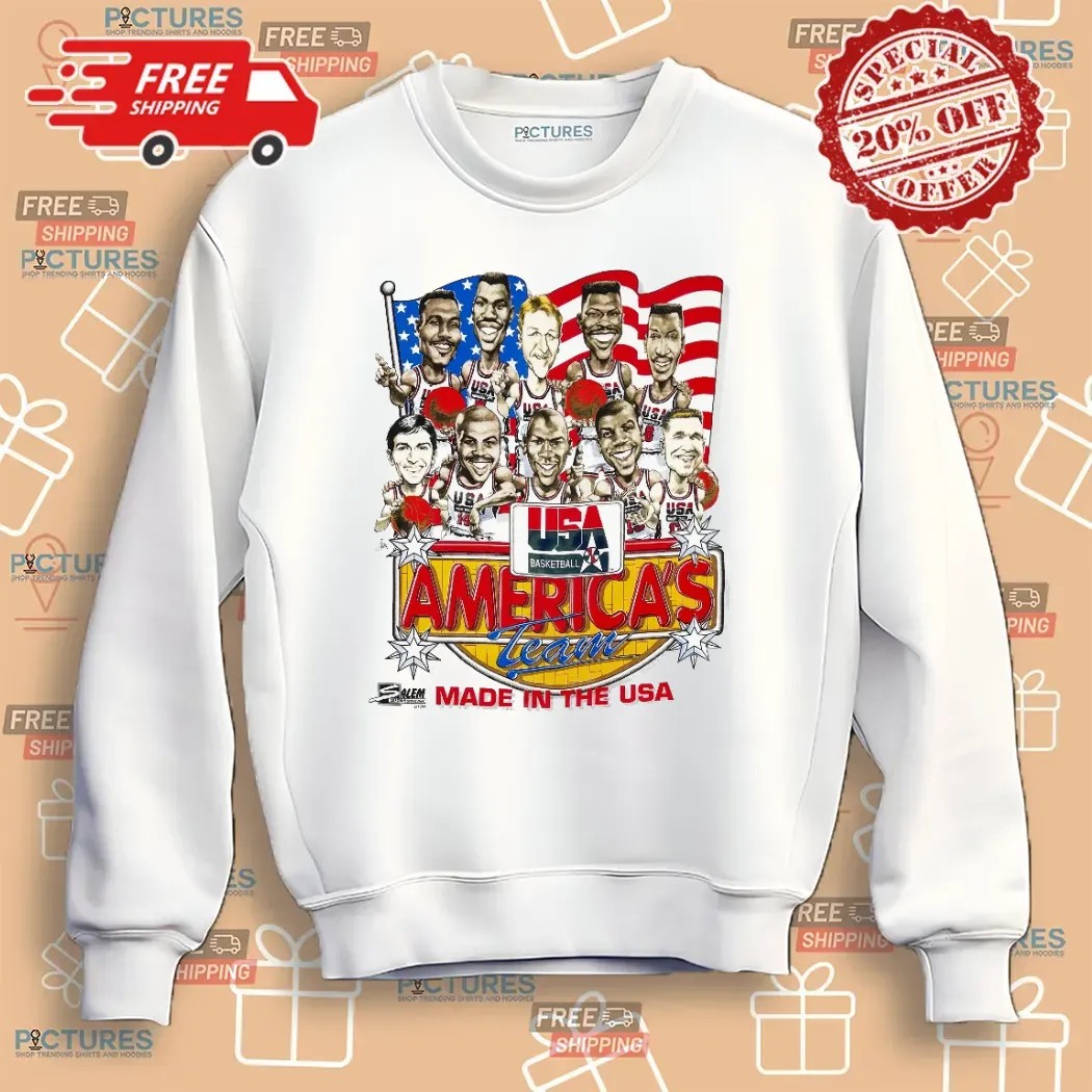 USA Basketball America's Team Made IN The USA Vintage 1992 Dream Team Caricature T Shirt