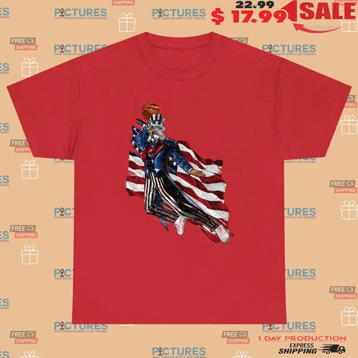 Uncle Sam MJ Basketball Dunk Flag T Shirt