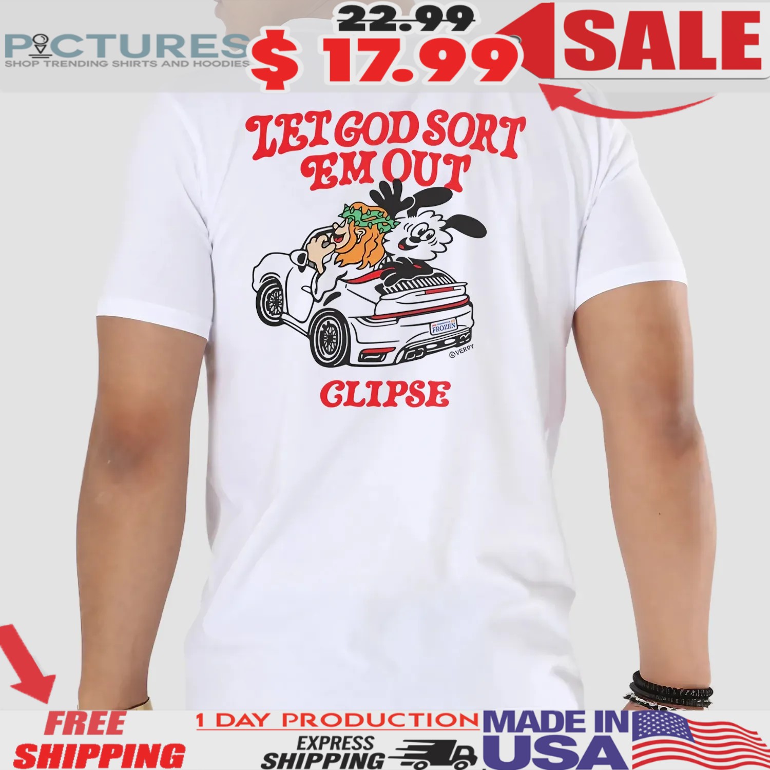 Verdy Clipse Let God Sort Em Out Driving Car T Shirt
