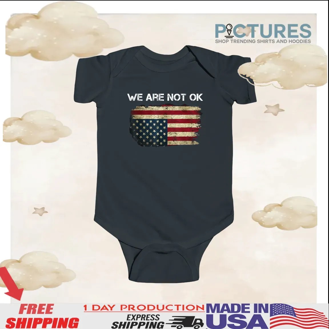 We Are Not Ok USA Flag Upside Down T Shirt