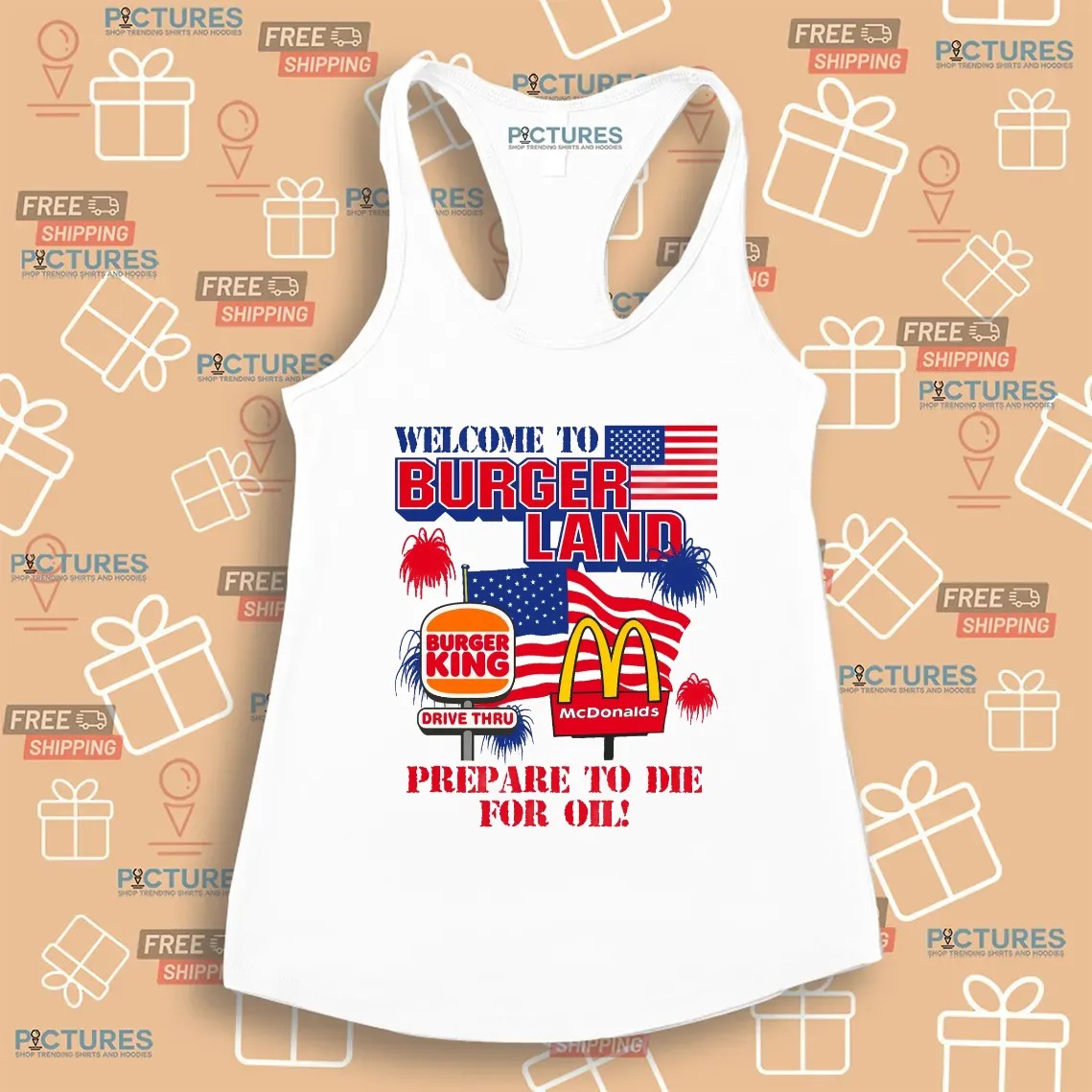 Welcome To Burgerland Prepare To Die For Oil Burger King McDonald Flag T Shirt