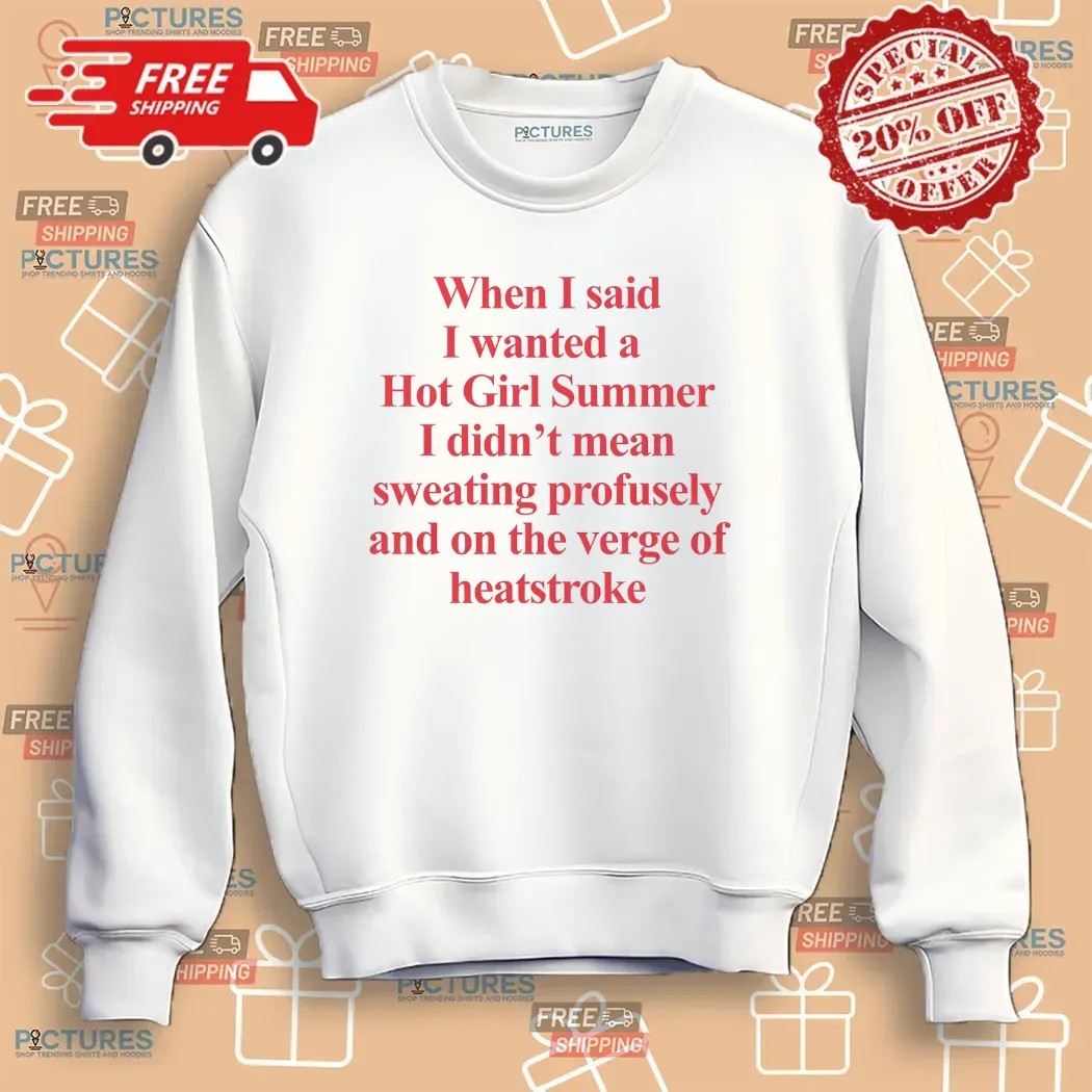 When I Said I Wanted A Hot Girl Summer I Didn't Mean Sweating Profusely And On The Verge Of Heatstroke Meme T Shirt When I Said I Wanted A Hot Girl Summer I Didn't Mean Sweating Profusely And On The Verge Of Heatstroke Meme T Shirt