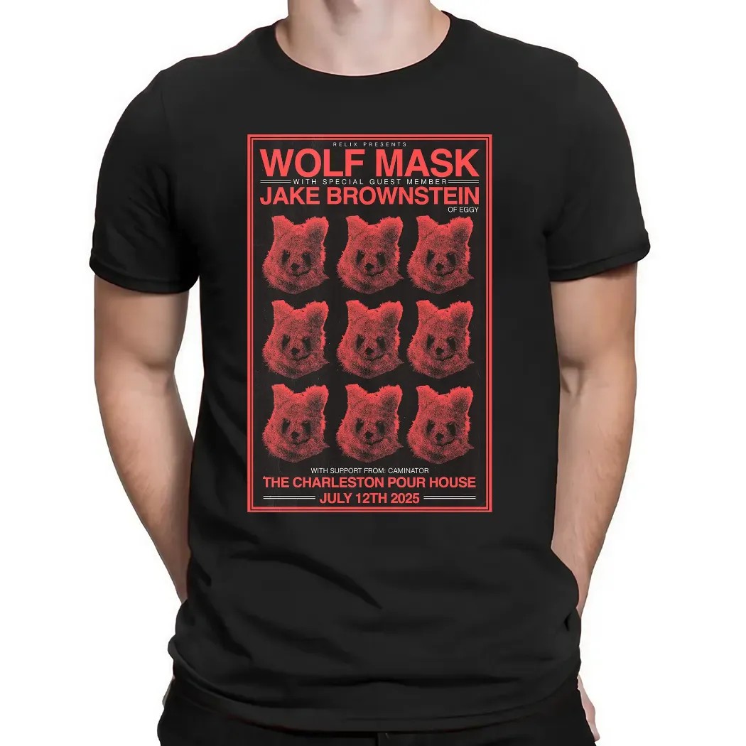 Wolf Mask Charleston Pour House Jake Brownstein Poster July 12 2025 Concert T Shirt Wolf Mask Charleston Pour House Jake Brownstein Poster July 12 2025 Concert T Shirt