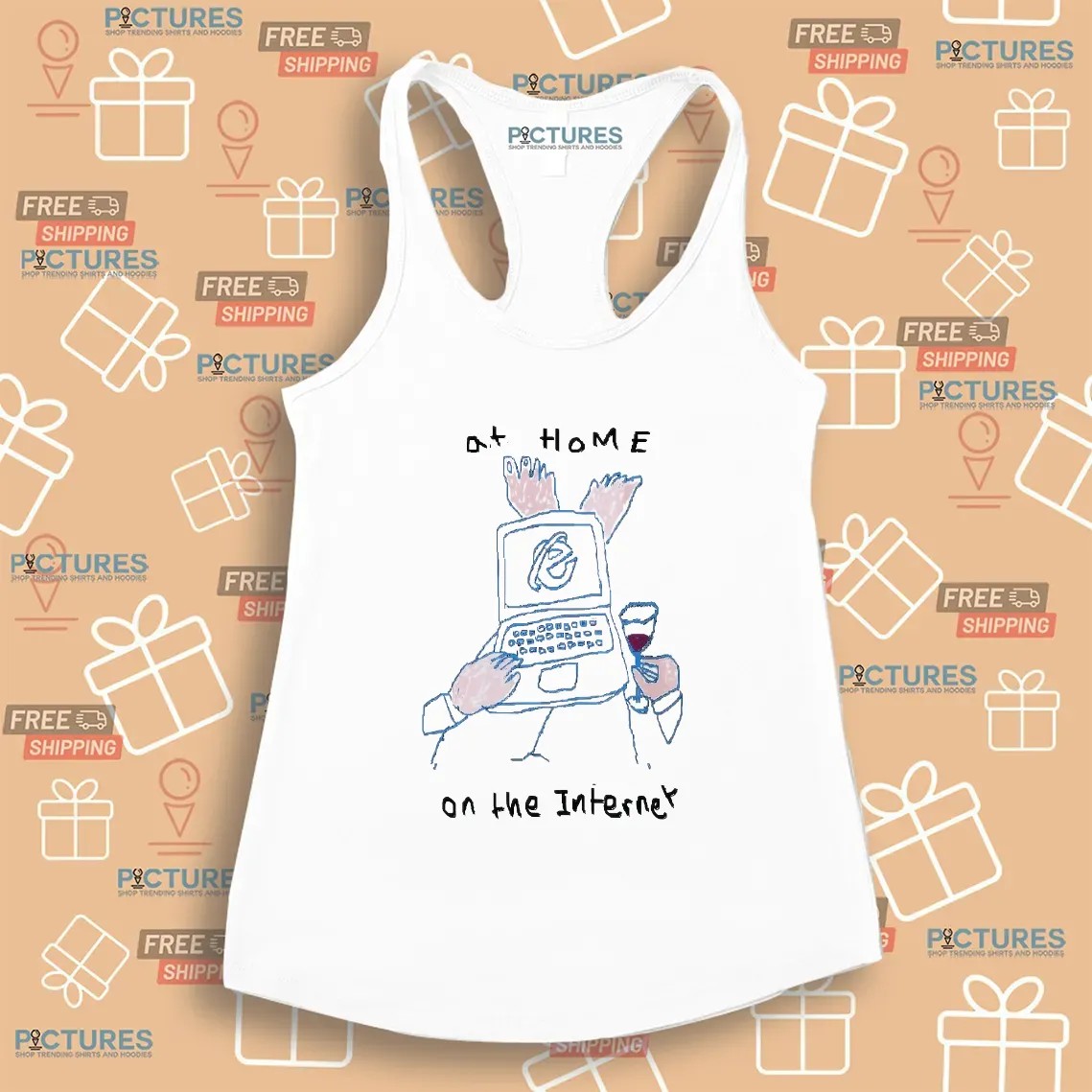 At Home On The Internet Laptop And Wine Meme T Shirt At Home On The Internet Laptop And Wine Meme T Shirt