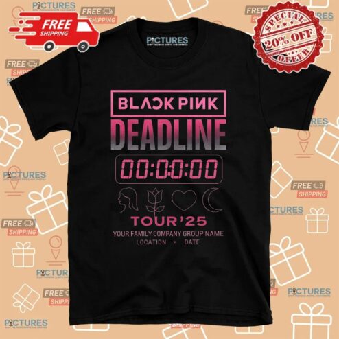 BLACKPINK Deadline Tour 2025 Countdown Gradient Pink Concert Timer Graphic Customized T Shirt
