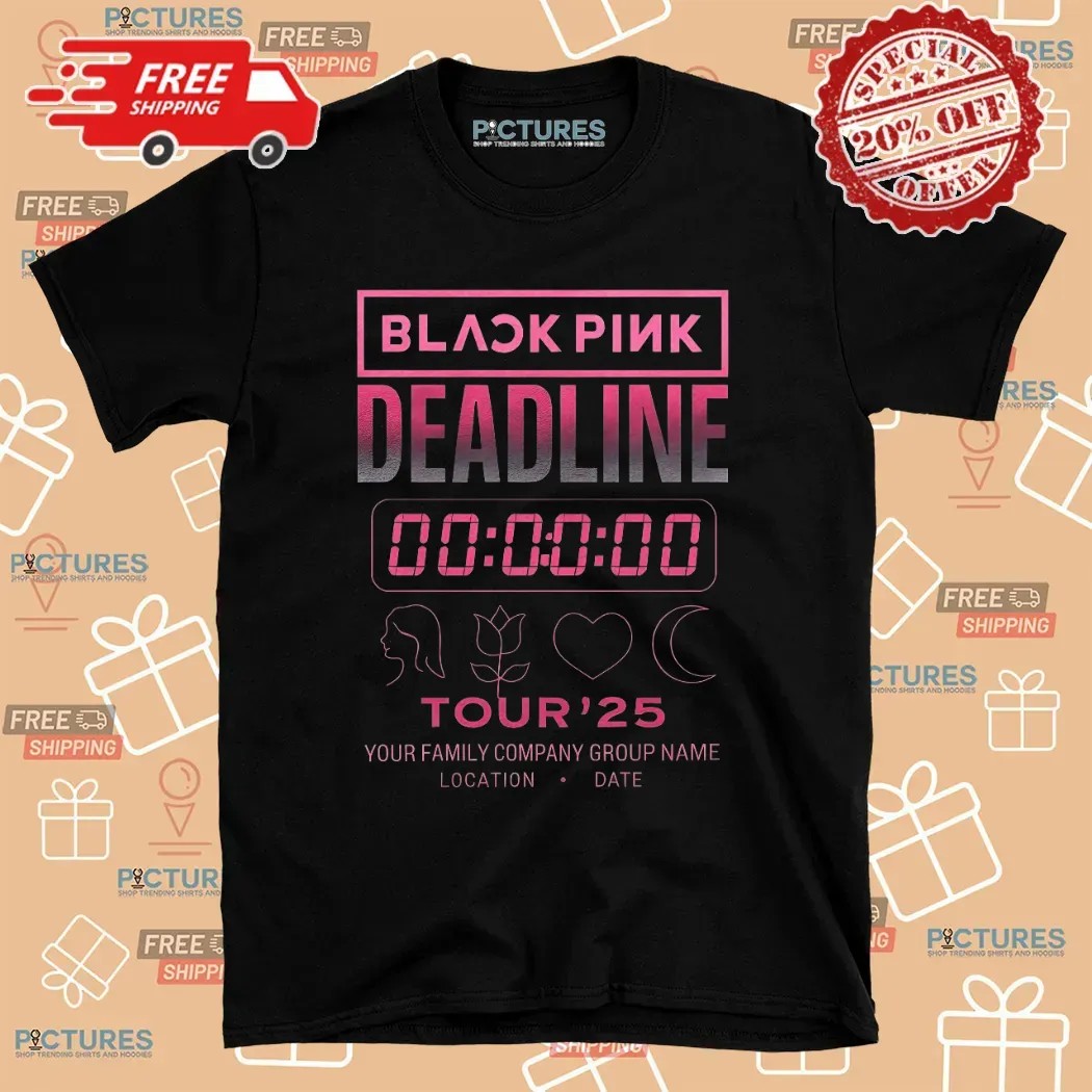 BLACKPINK Deadline Tour 2025 Countdown Gradient Pink Concert Timer Graphic Customized T Shirt