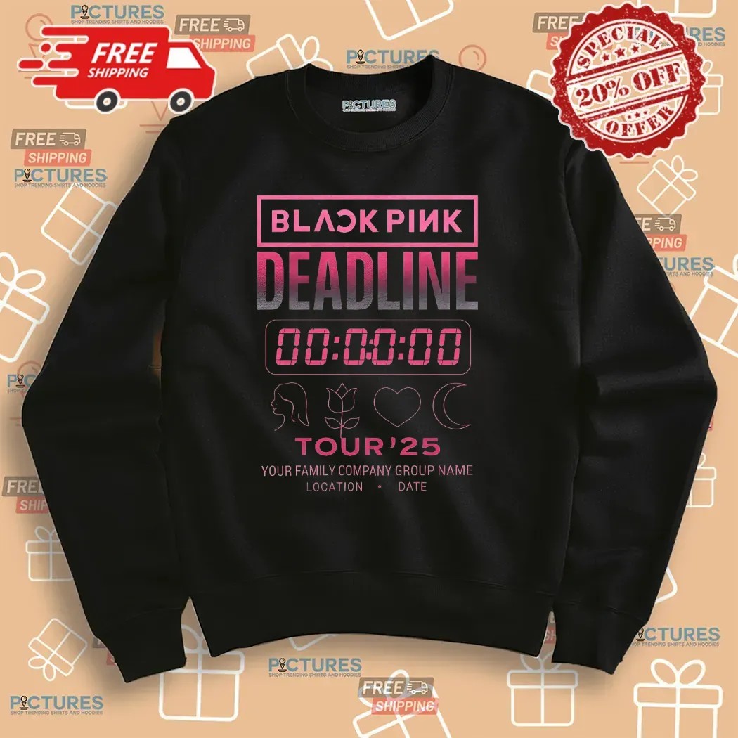 BLACKPINK Deadline Tour 2025 Countdown Gradient Pink Concert Timer Graphic Customized T Shirt