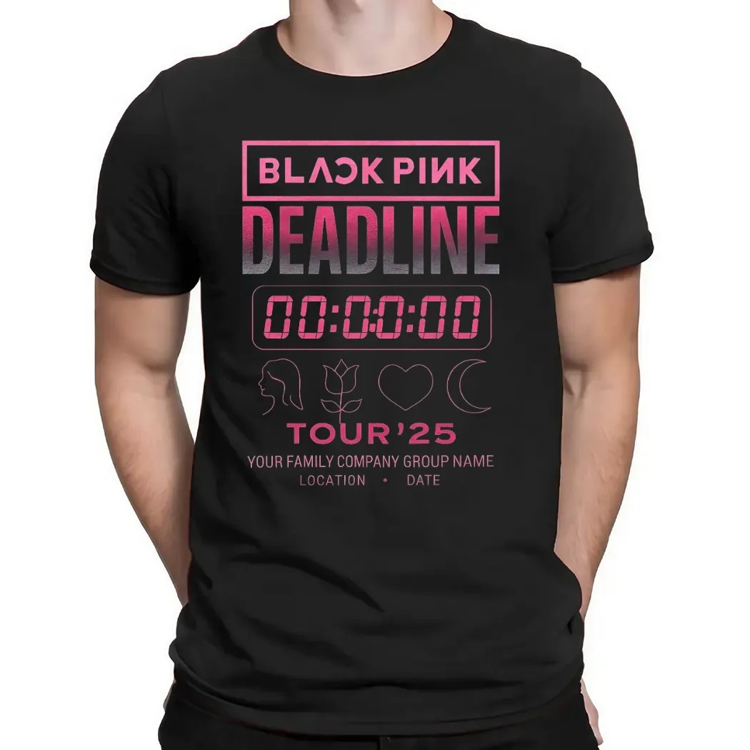 BLACKPINK Deadline Tour 2025 Countdown Gradient Pink Concert Timer Graphic Customized T Shirt