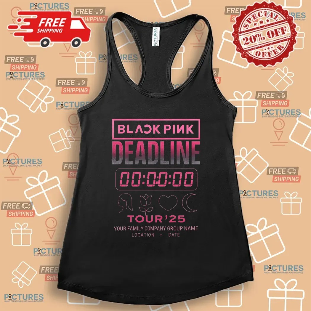 BLACKPINK Deadline Tour 2025 Countdown Gradient Pink Concert Timer Graphic Customized T Shirt