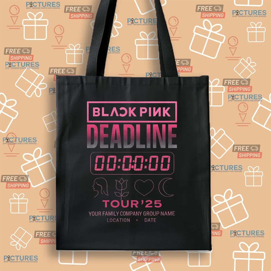 BLACKPINK Deadline Tour 2025 Countdown Gradient Pink Concert Timer Graphic Customized T Shirt