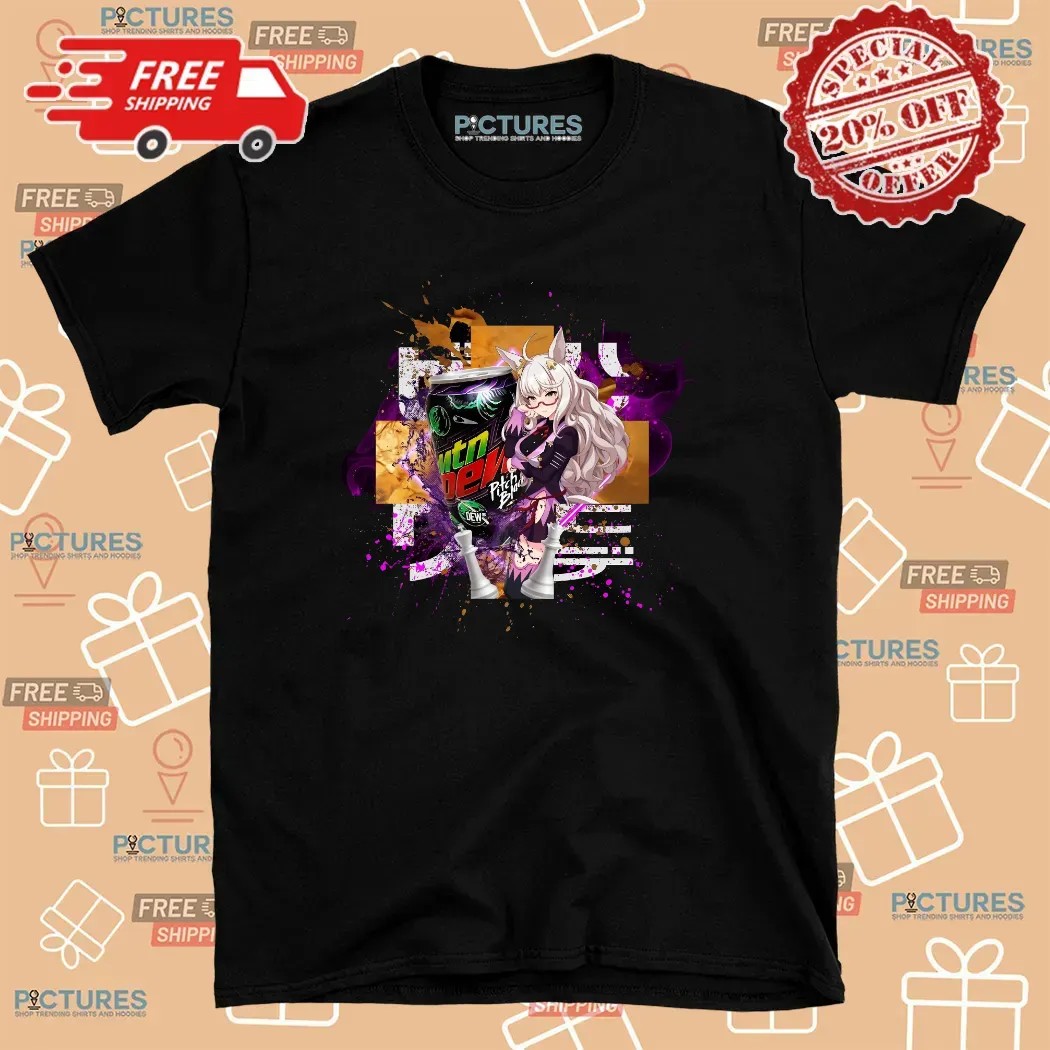 Biwa Hayahide Umamusume Pretty Derby Mountain Dew Pitch Black Energy Drink T Shirt
