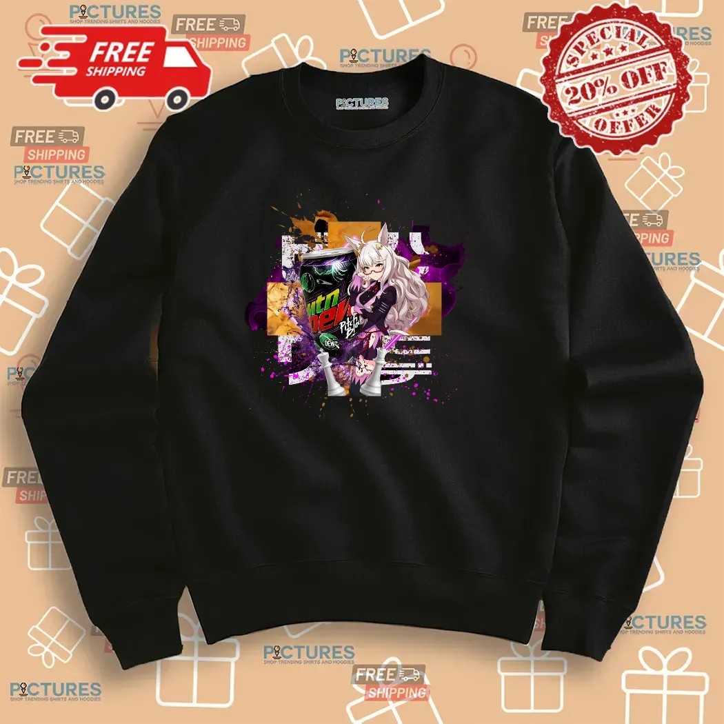 Biwa Hayahide Umamusume Pretty Derby Mountain Dew Pitch Black Energy Drink T Shirt