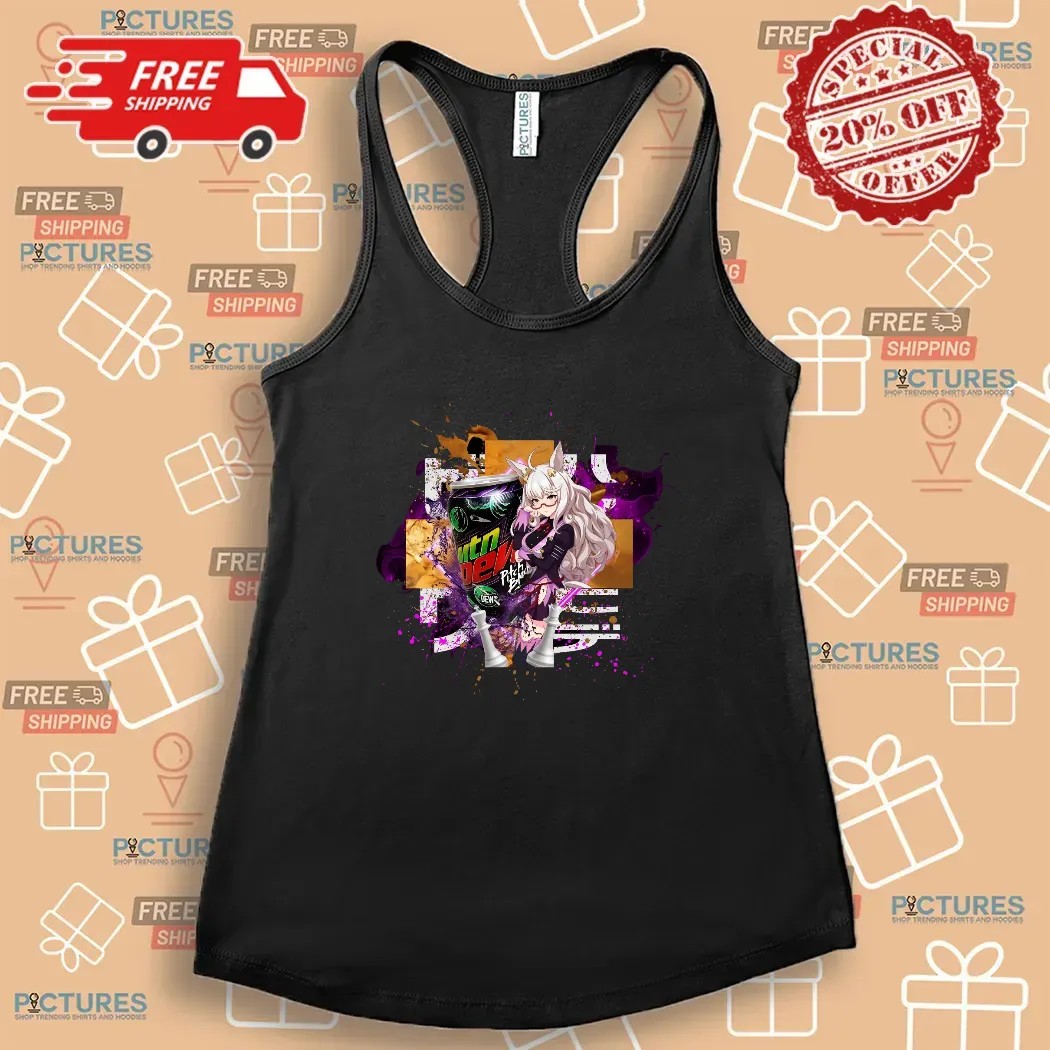 Biwa Hayahide Umamusume Pretty Derby Mountain Dew Pitch Black Energy Drink T Shirt