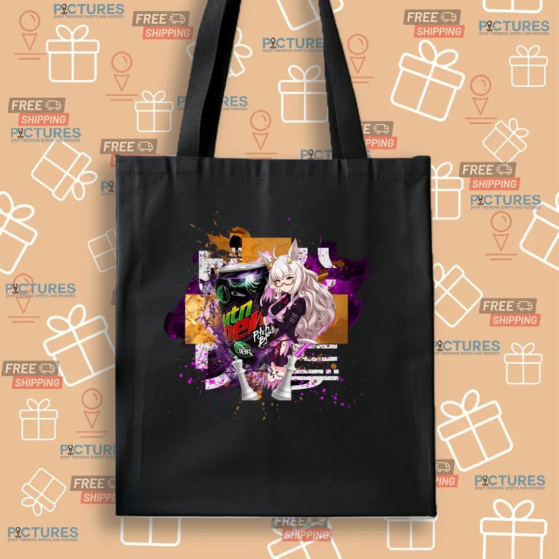 Biwa Hayahide Umamusume Pretty Derby Mountain Dew Pitch Black Energy Drink T Shirt