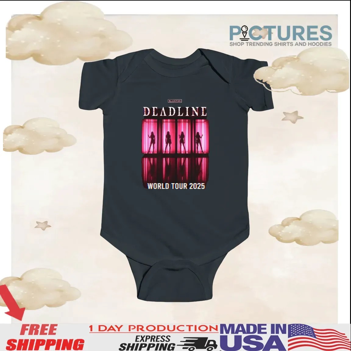 Blackpink Deadline World Tour 2025 Dates Pink Neon Art Graphic T Shirt