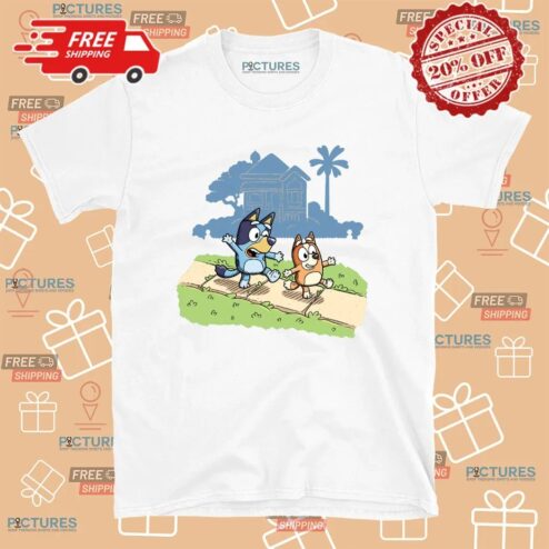 Bluey And Bingo Walking Cartoon Vito Comedy T Shirt