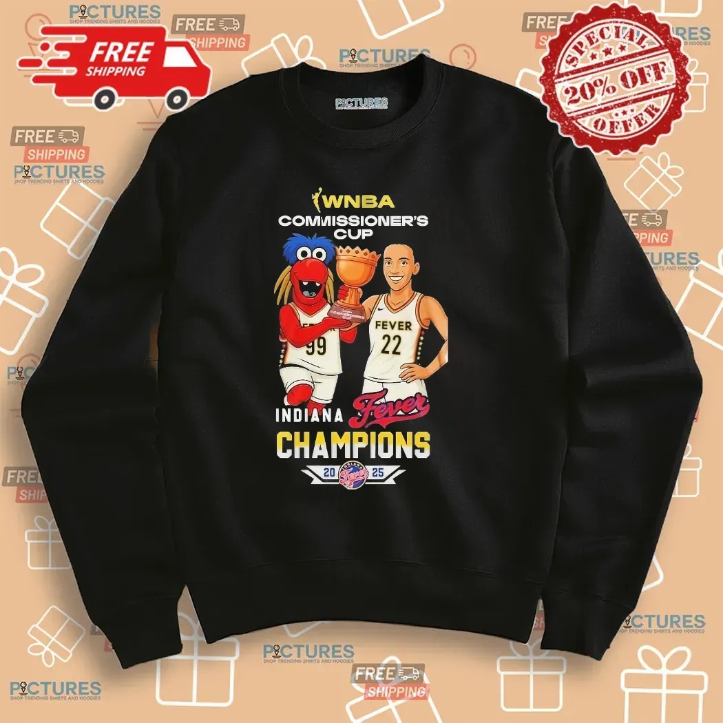Caitlin Clark And Freddy Fever Indiana Fever WNBA Commissioner's Cup Champions 2025 Mascot T Shirt
