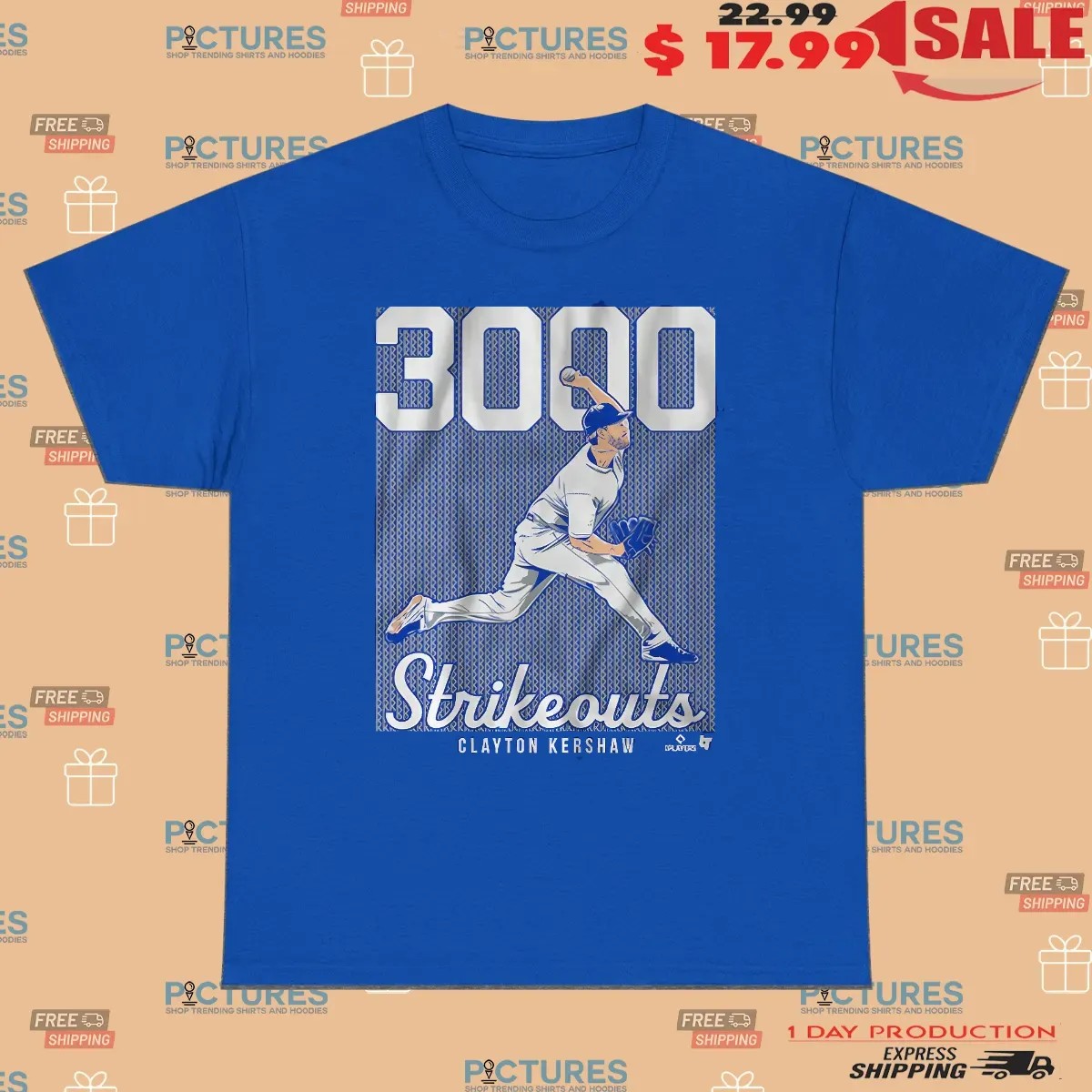 Clayton Kershaw Los Angeles Dodgers 3000 Strikeouts T Shirt