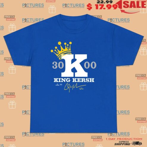 Clayton Kershaw Los Angeles Dodgers King Kershaw 3000 Signature T Shirt