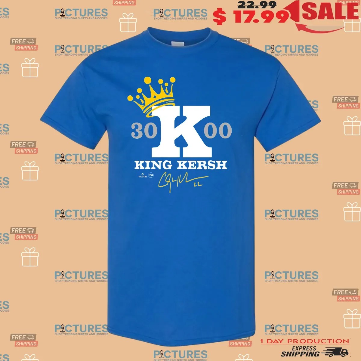 Clayton Kershaw Los Angeles Dodgers King Kershaw 3000 Signature T Shirt