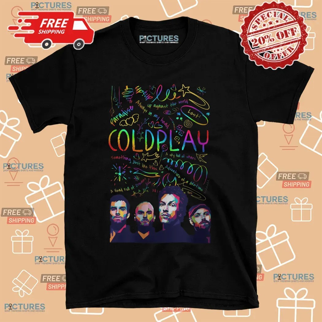Coldplay Colorful Lyric Collage Chris Martin Concert T Shirt Coldplay Colorful Lyric Collage Chris Martin Concert T Shirt