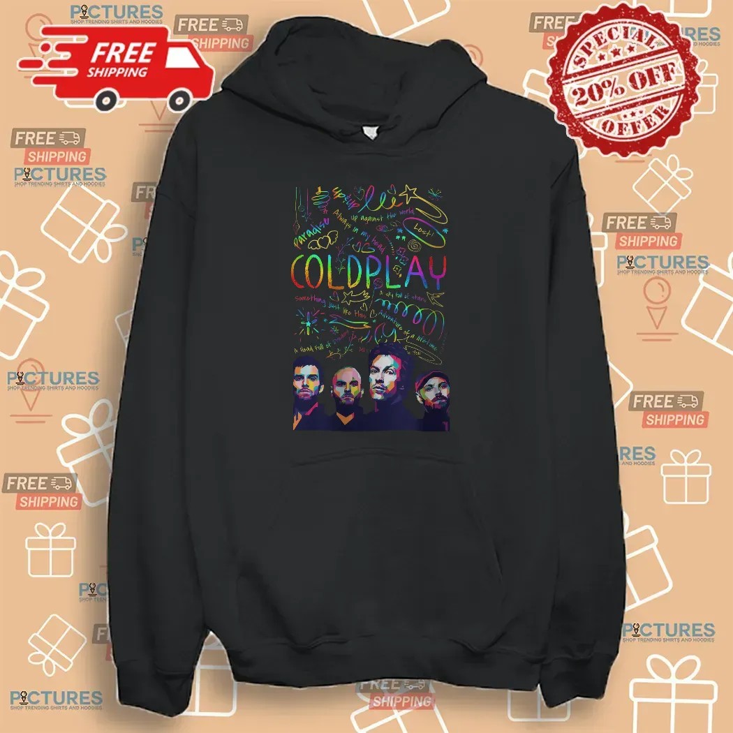 Coldplay Colorful Lyric Collage Chris Martin Concert T Shirt Coldplay Colorful Lyric Collage Chris Martin Concert T Shirt