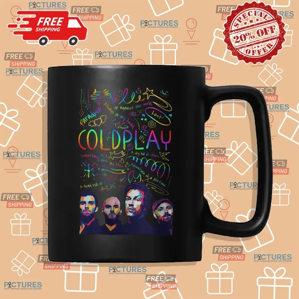 Coldplay Colorful Lyric Collage Chris Martin Concert T Shirt Coldplay Colorful Lyric Collage Chris Martin Concert T Shirt