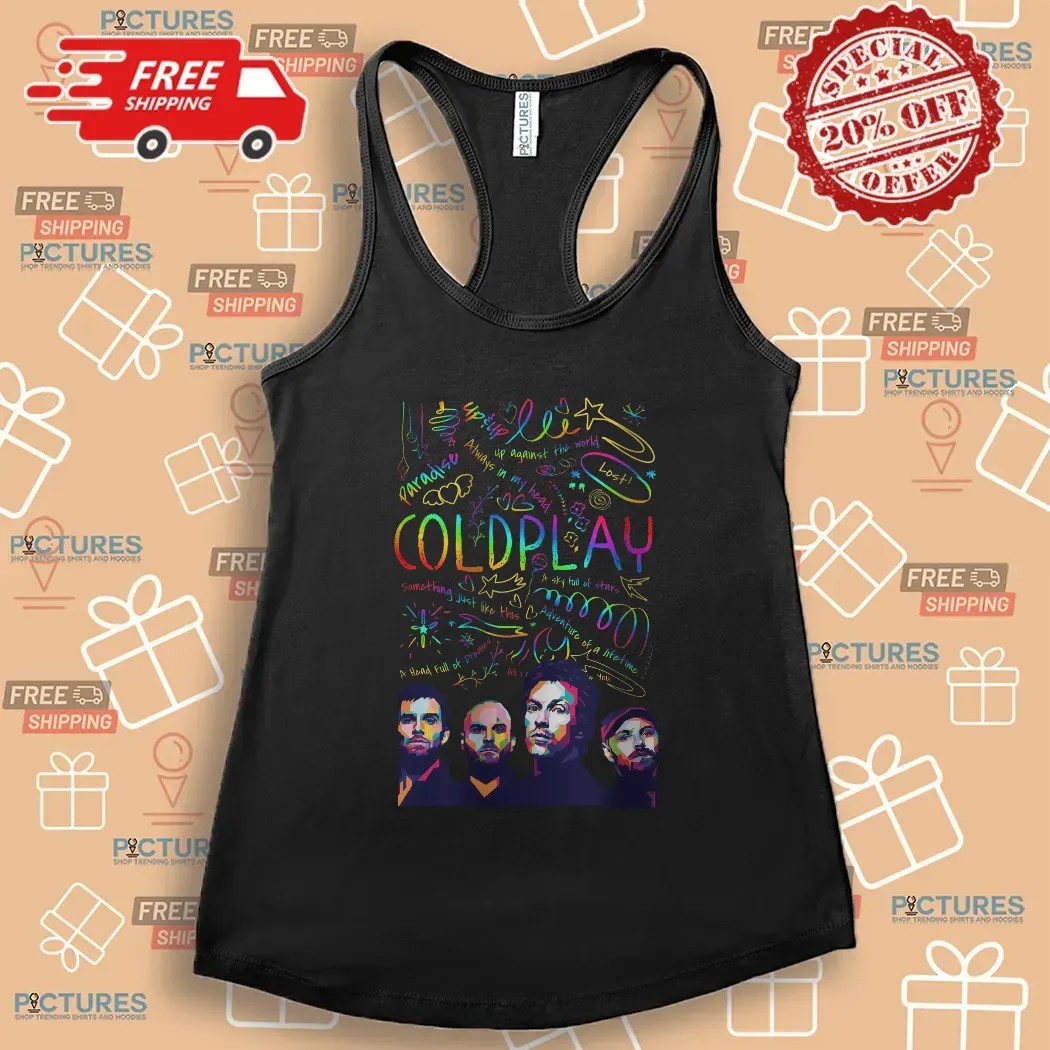 Coldplay Colorful Lyric Collage Chris Martin Concert T Shirt Coldplay Colorful Lyric Collage Chris Martin Concert T Shirt