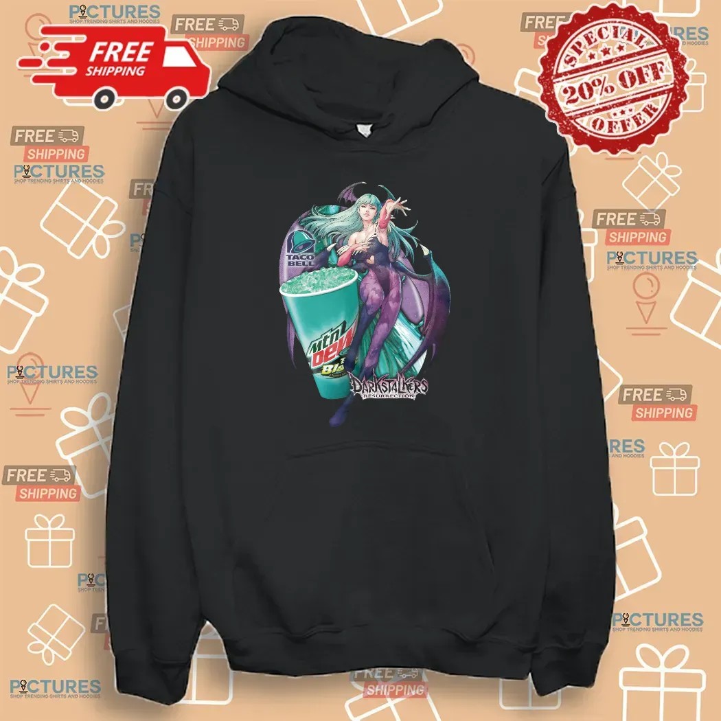Darkstalkers Resurrection Morrigan Aensland Mtn Dew Baja Blast Drink And Taco Bell Mashup T Shirt