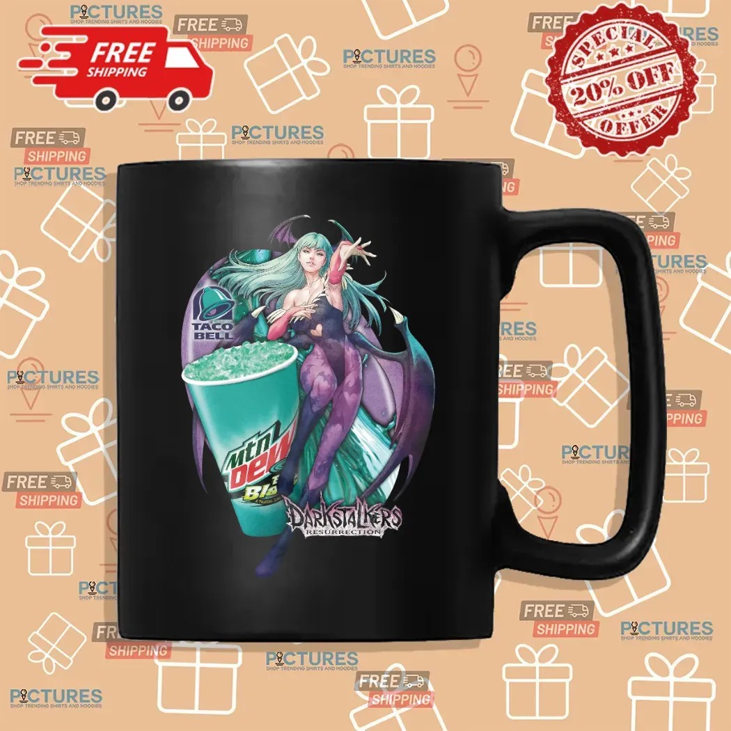 Darkstalkers Resurrection Morrigan Aensland Mtn Dew Baja Blast Drink And Taco Bell Mashup T Shirt