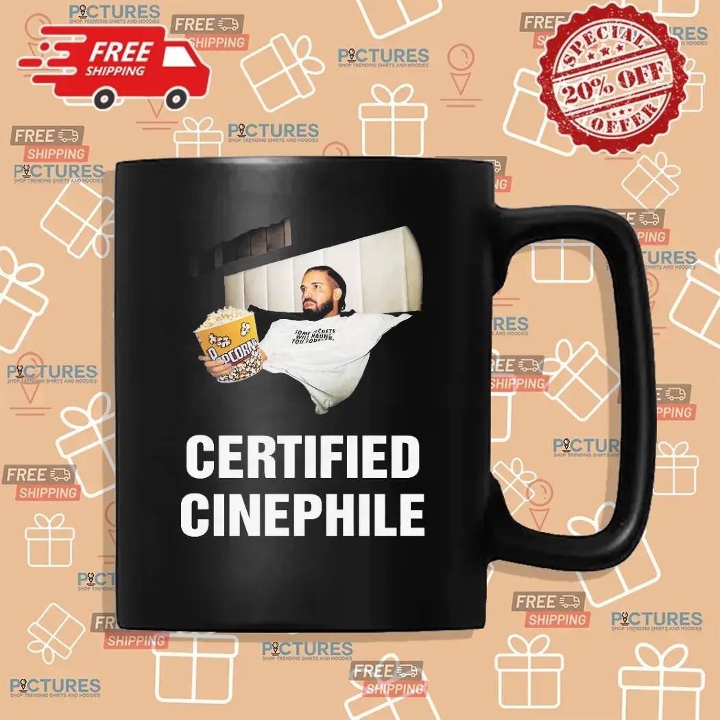 Drake with Popcorn Certified Cinephile T Shirt Drake with Popcorn Certified Cinephile T Shirt