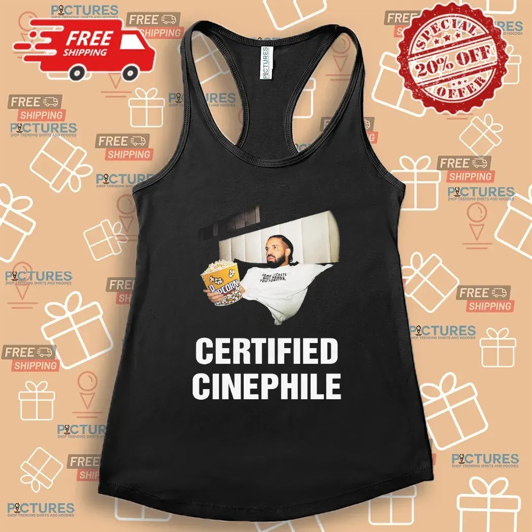 Drake with Popcorn Certified Cinephile T Shirt Drake with Popcorn Certified Cinephile T Shirt