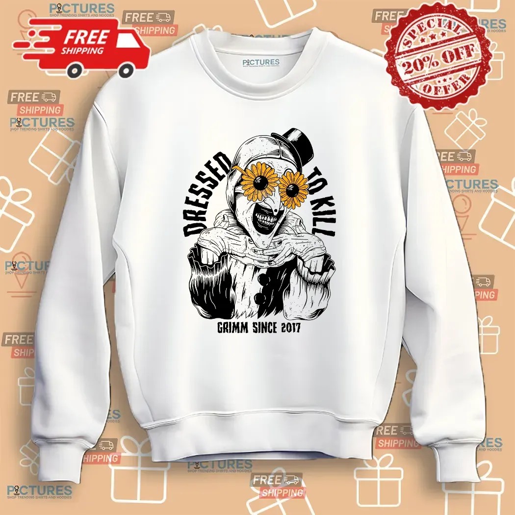 Dressed to Kill Grimm Since 2017 Creepy Clown Horror Graphic T T Shirt