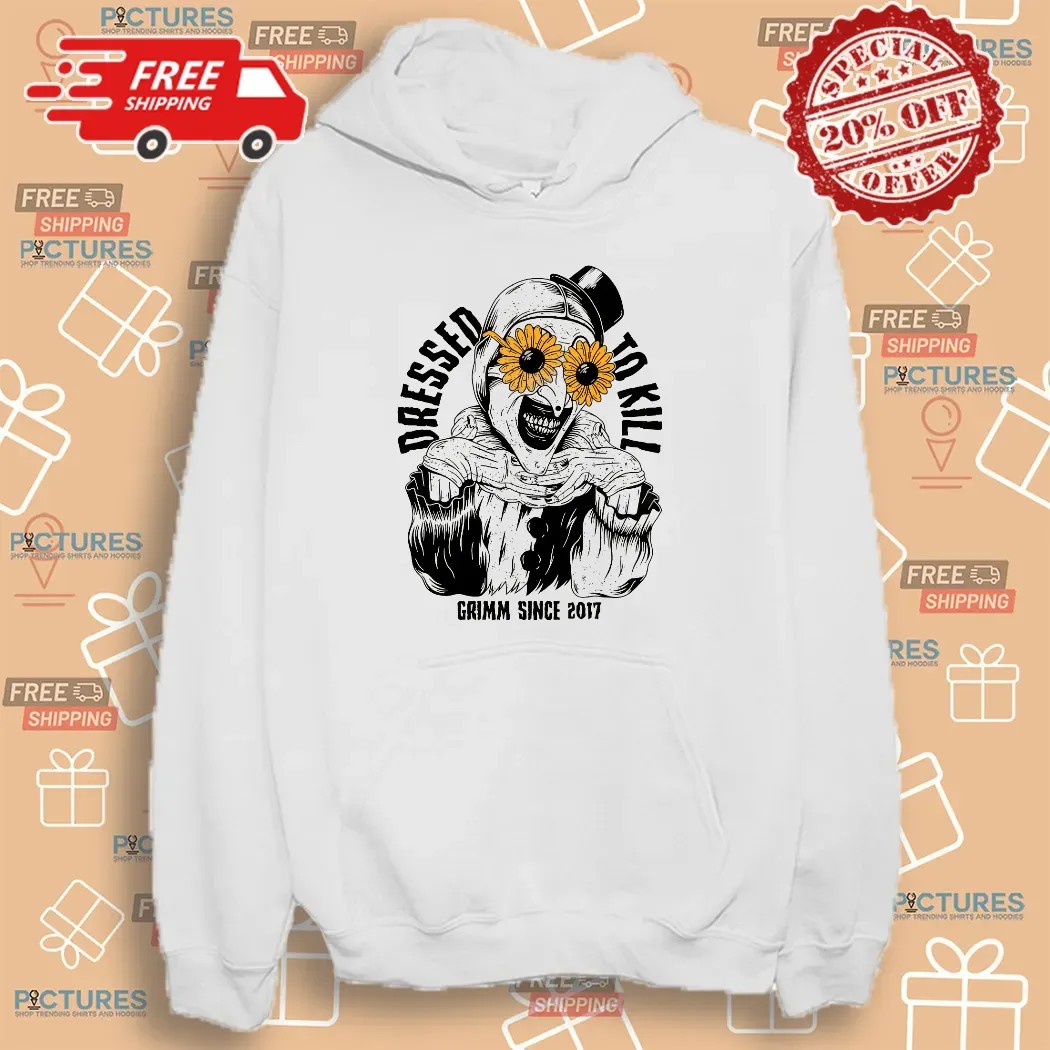 Dressed to Kill Grimm Since 2017 Creepy Clown Horror Graphic T T Shirt