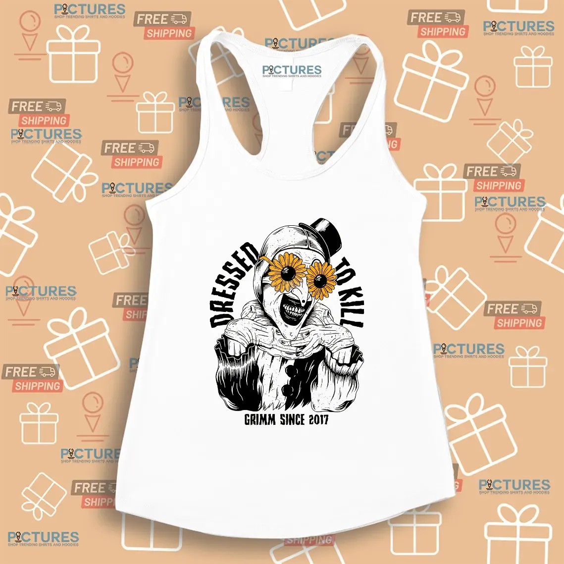 Dressed to Kill Grimm Since 2017 Creepy Clown Horror Graphic T T Shirt